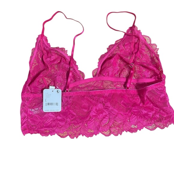 Free People Everyday Pink Lace Longline Bralette sz L New - Picture 8 of 8